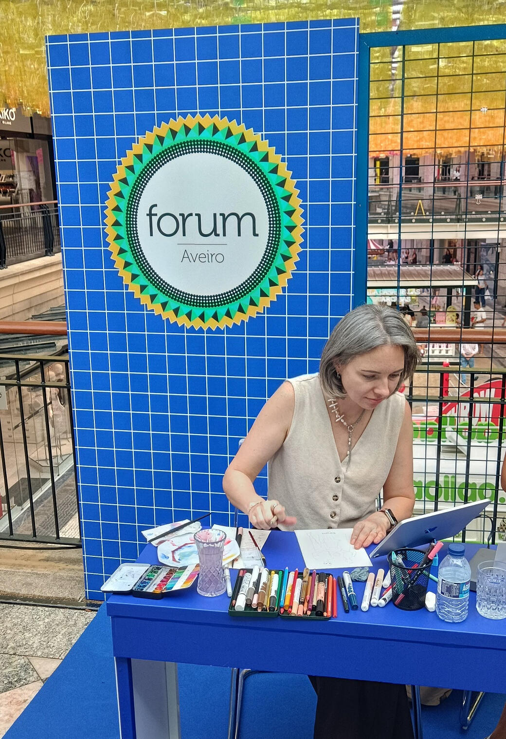 Live watercolour guest portraits painted during an event in Portugal